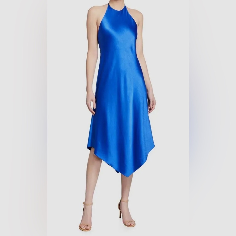 Alice + Olivia Asymmetrical Hem Halter Dress
